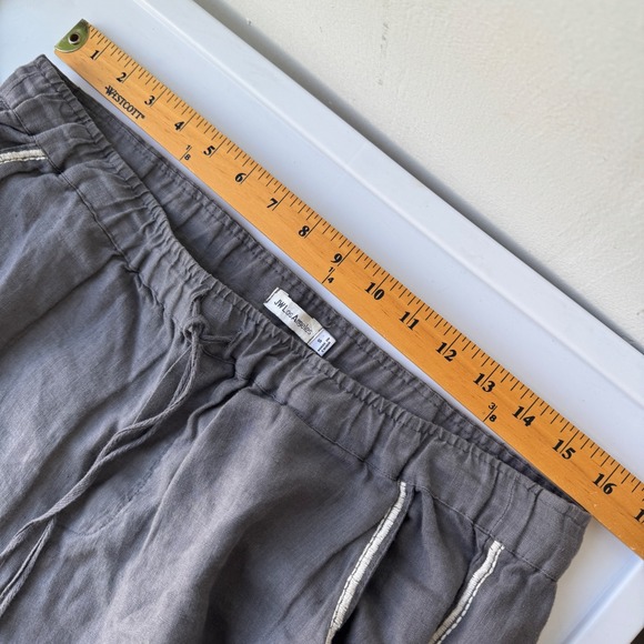 JW Los Angeles Women's Grey Linen Embroidered Cropped Pants Size S - Picture 2 of 13